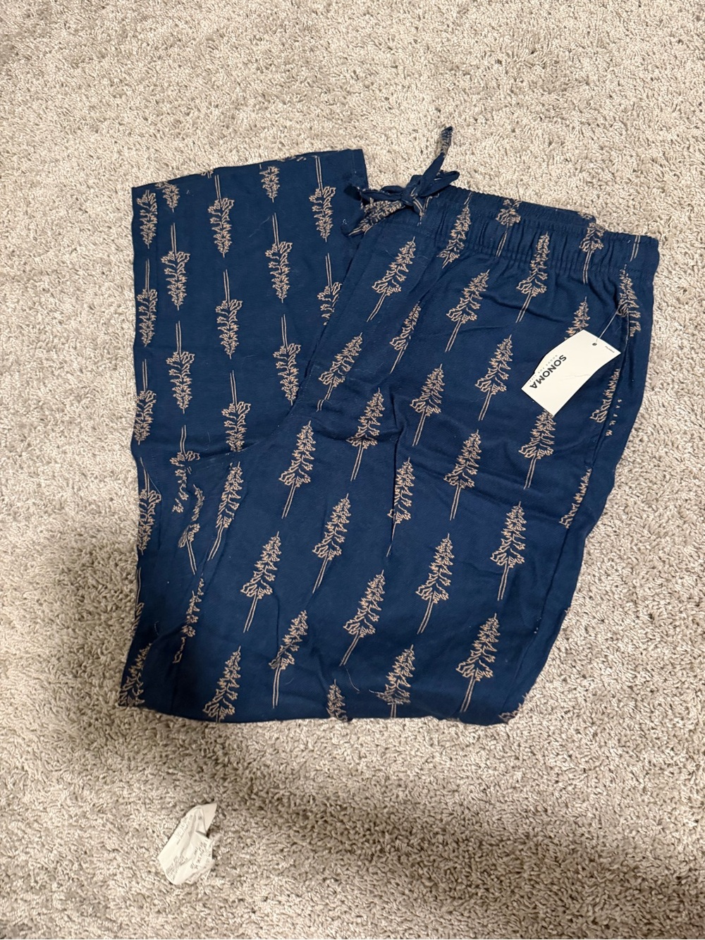 Sonoma Navy Pajamas with Tan Tree Motif